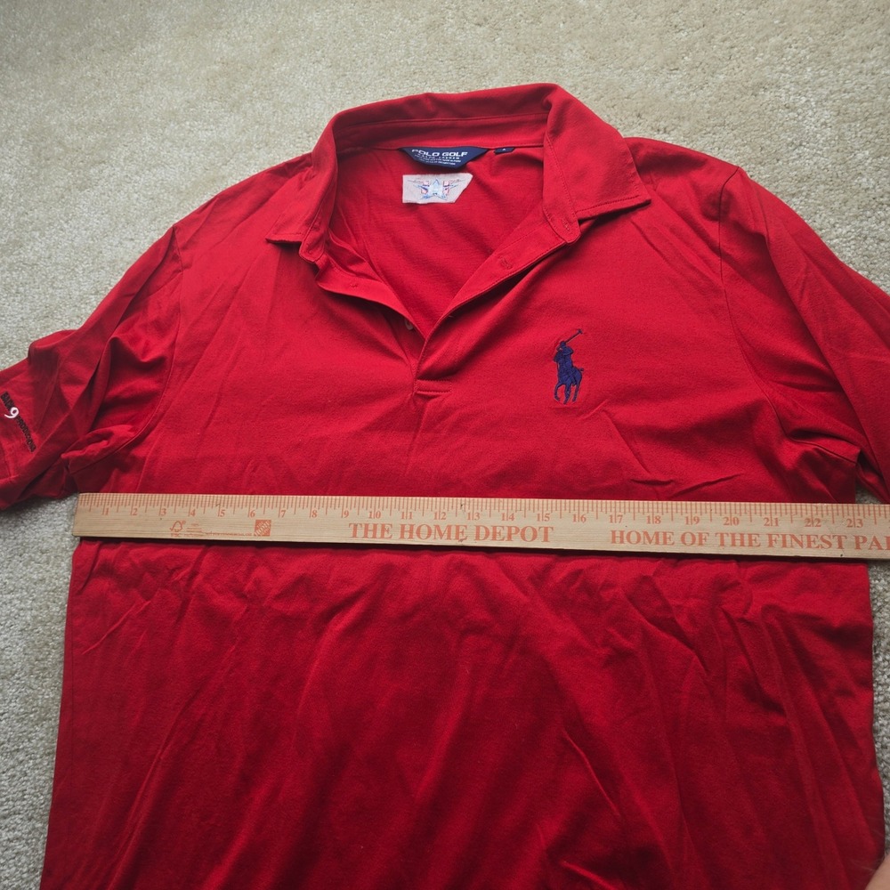 Polo Golf Ralph Lauren Red Mens L Short Sleeve Polo Shirt‎ USA Flag Embroidered - Picture 9 of 9